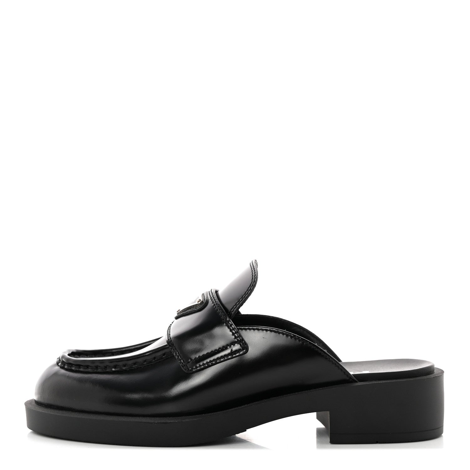 Prada Spazzolato Triangle 40mm Loafer Mules 37 Black 1 of 11