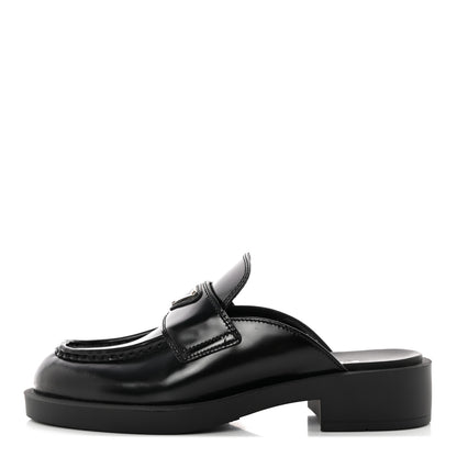 Prada Spazzolato Triangle 40mm Loafer Mules 37 Black 1 of 11