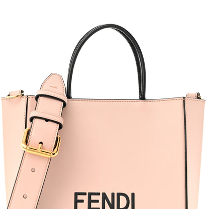 Fendi Vitello Fluffy Logo Small Shopping Bag Rosa Quarzo Black 8 of 12