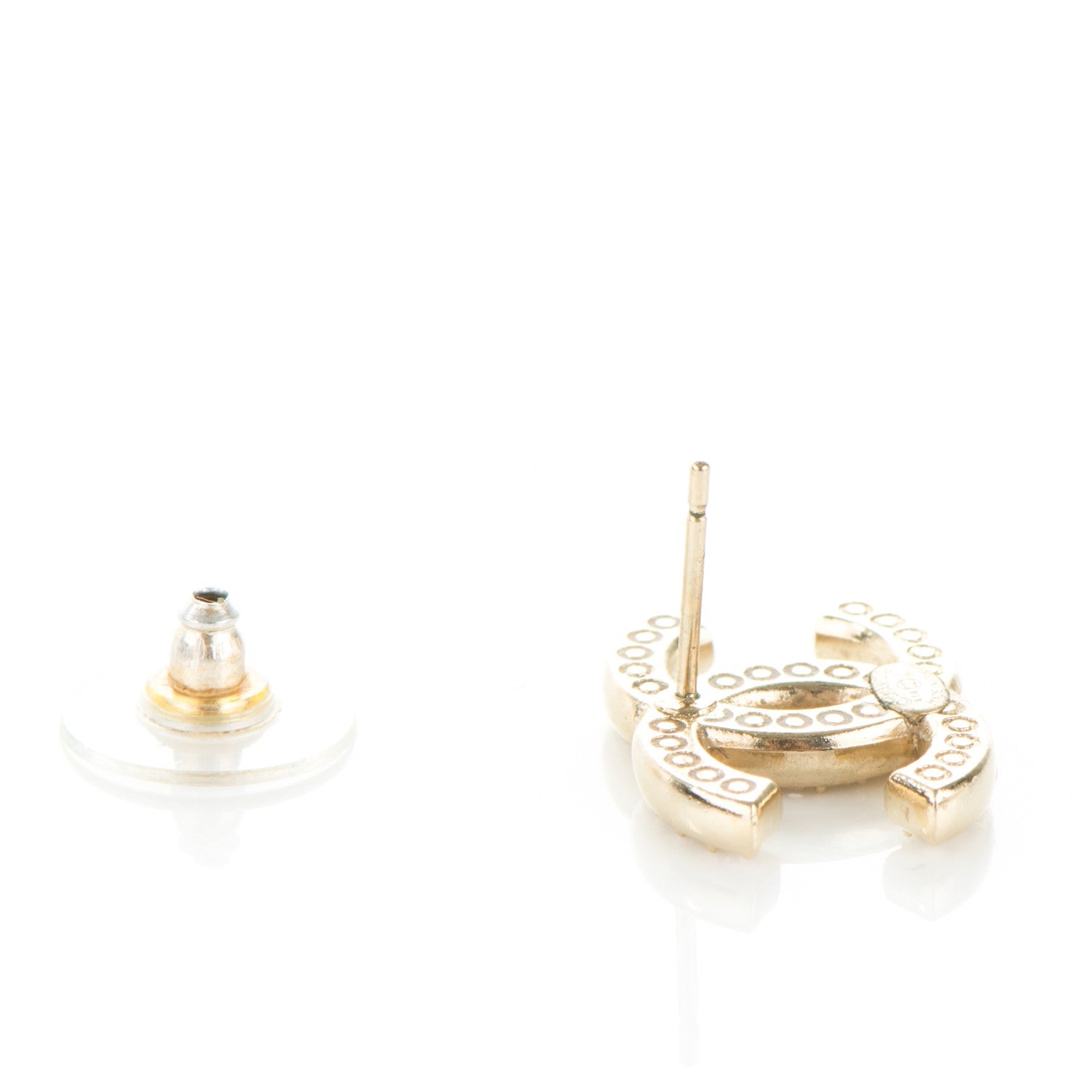 Chanel Crystal CC Earrings Gold 4 of 5