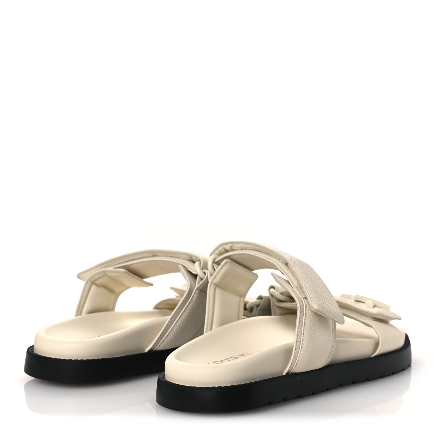 Grained Calfskin Sunset Comfort Flat Sandals 39 Light Beige