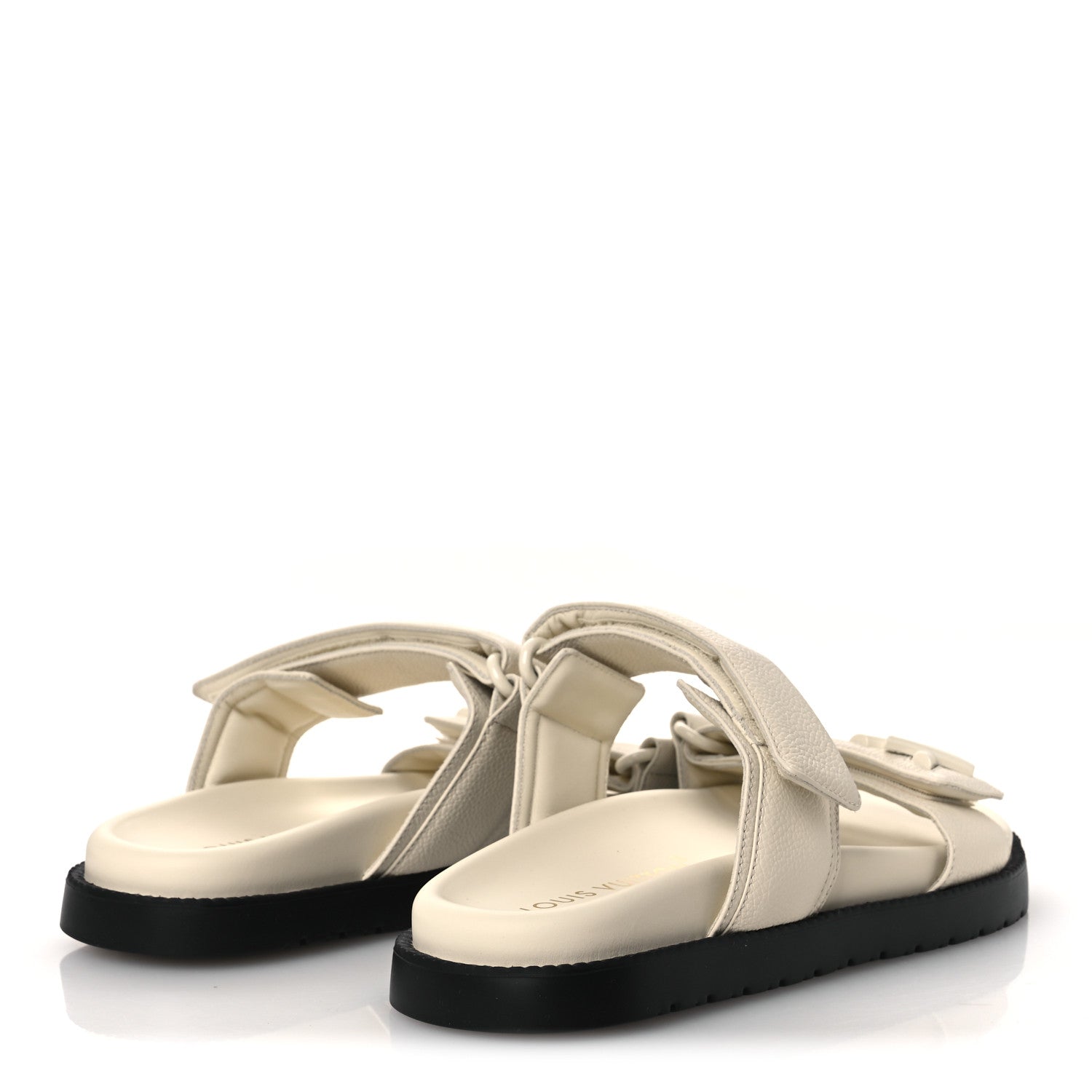 Louis Vuitton Grained Calfskin Sunset Comfort Flat Sandals 39 Light Beige 5 of 11