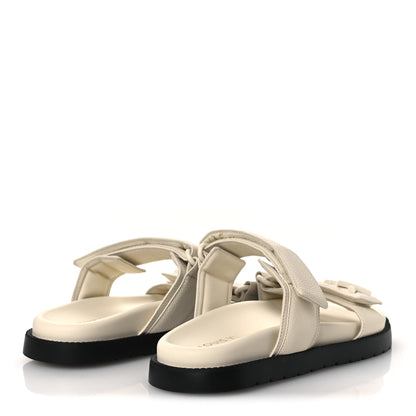 Louis Vuitton Grained Calfskin Sunset Comfort Flat Sandals 39 Light Beige 5 of 11