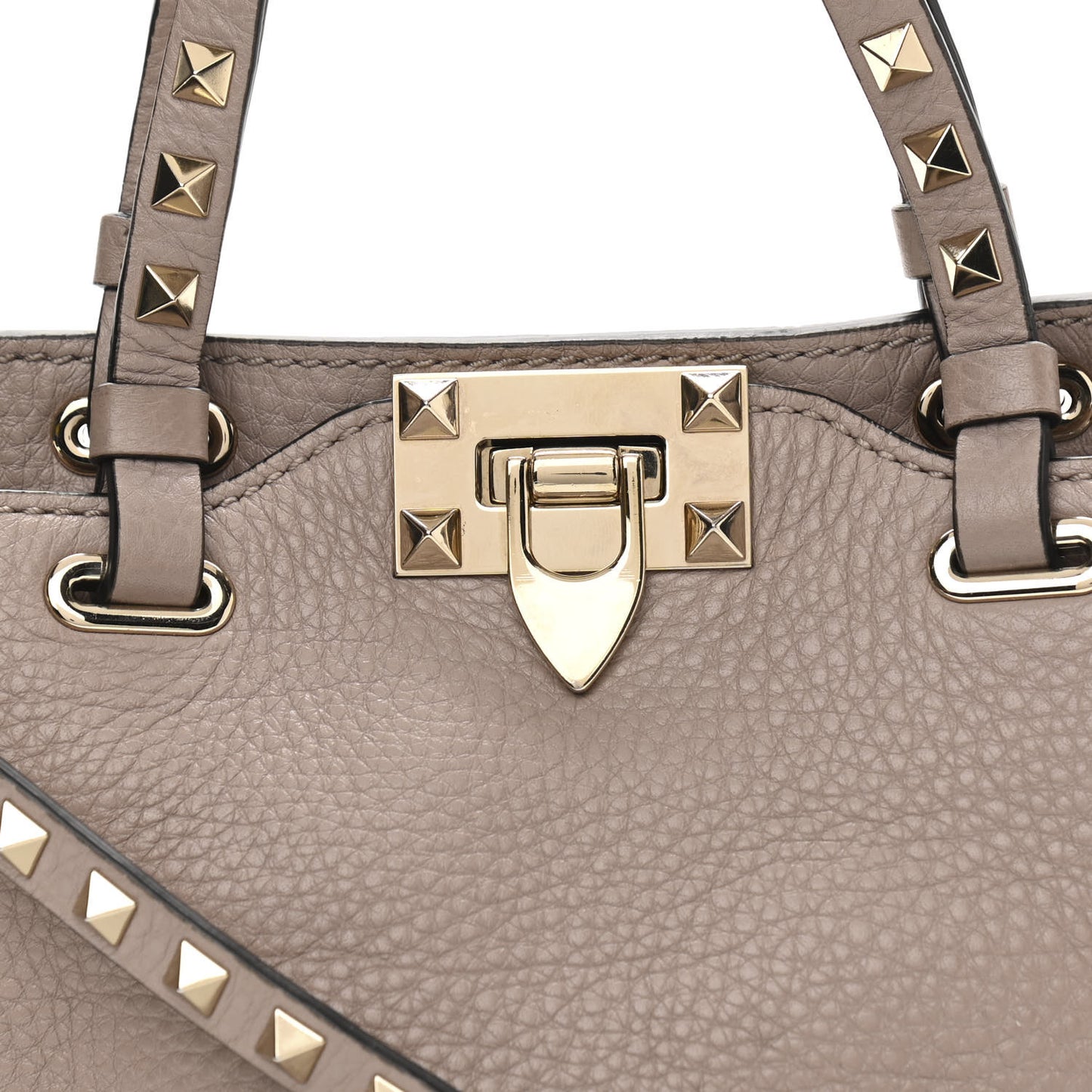 Pebbled Calfskin Mini Rockstud Tote Poudre