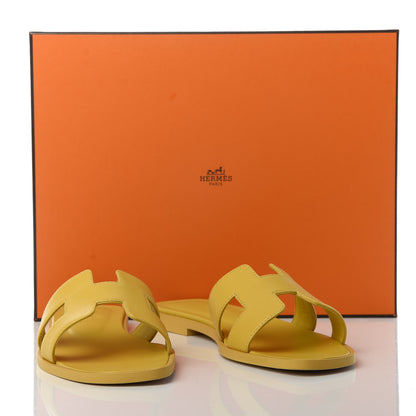 Hermes Calfskin Oran Sandals 36 Jaune Citron 11 of 11