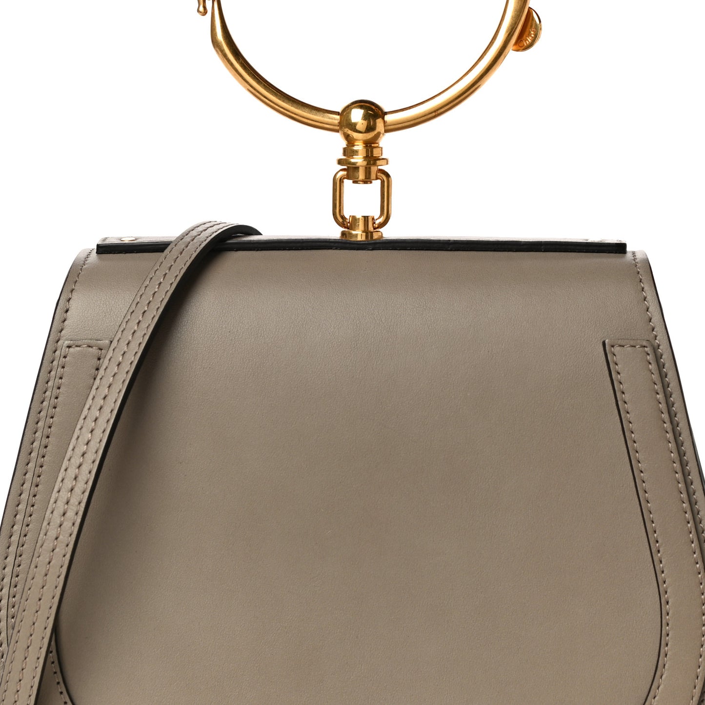 Calfskin Suede Medium Nile Bracelet Bag Motty Grey