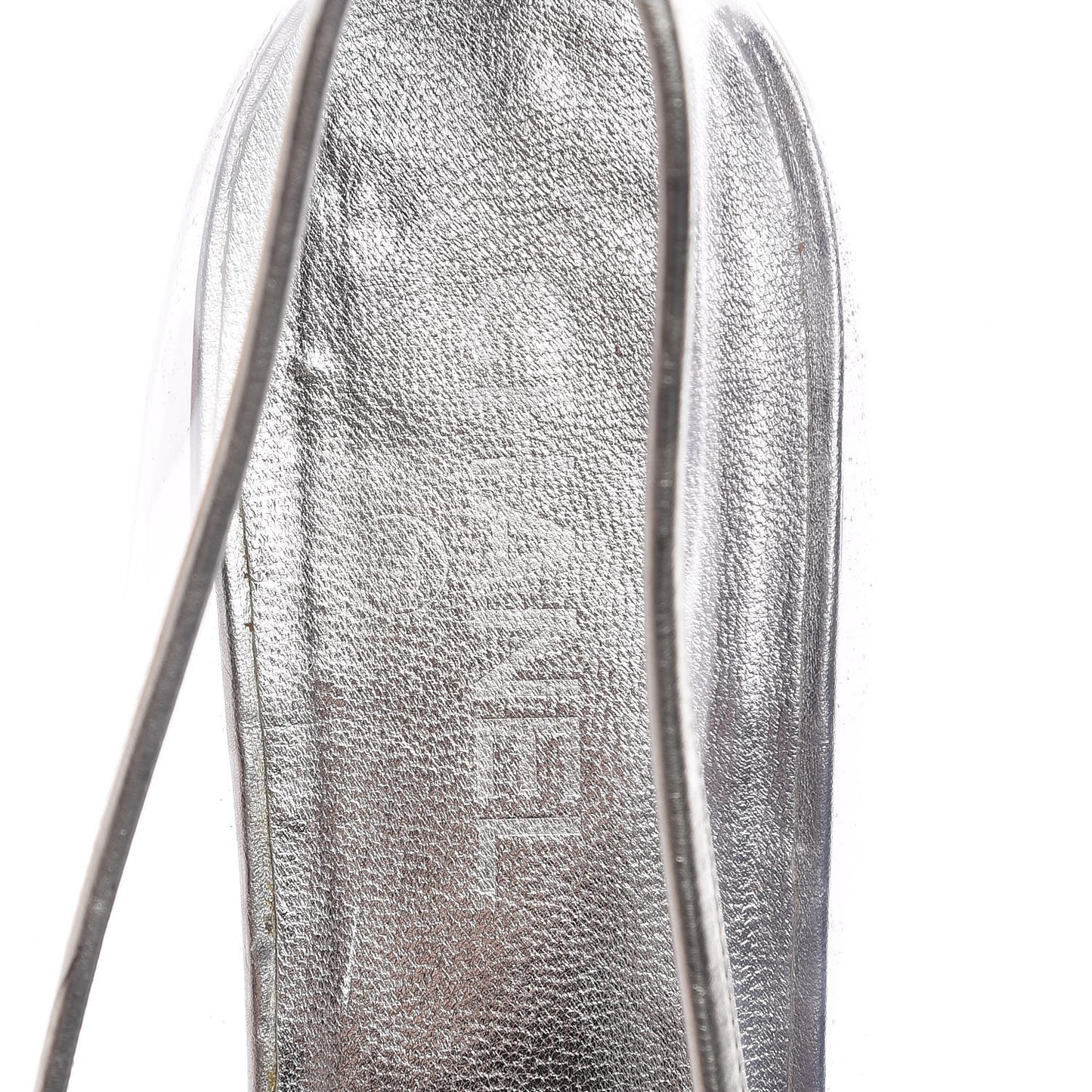 PVC Metallic Calfskin CC Cap Toe Ballet Flats 40.5 Silver