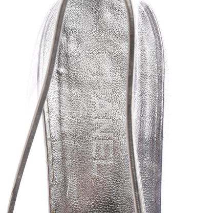Chanel PVC Metallic Calfskin CC Cap Toe Ballet Flats 40.5 Silver 9 of 18