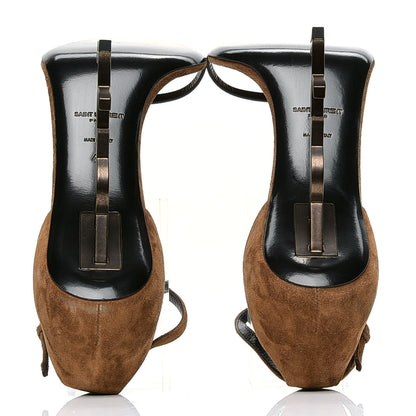 Saint Laurent Suede Calfskin Opyum 110 Sandals 41 Cachemere Gold 4 of 6