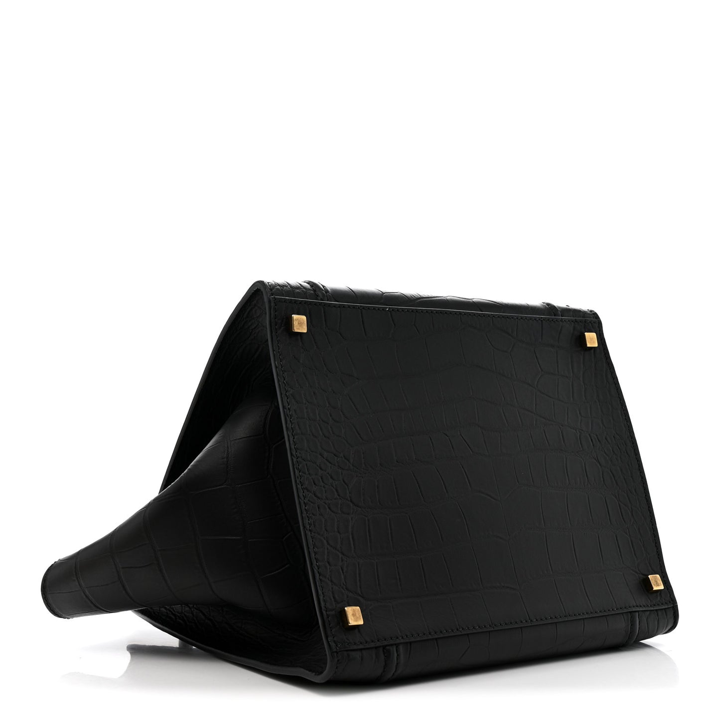 Crocodile Embossed Calfskin Medium Phantom Luggage Black