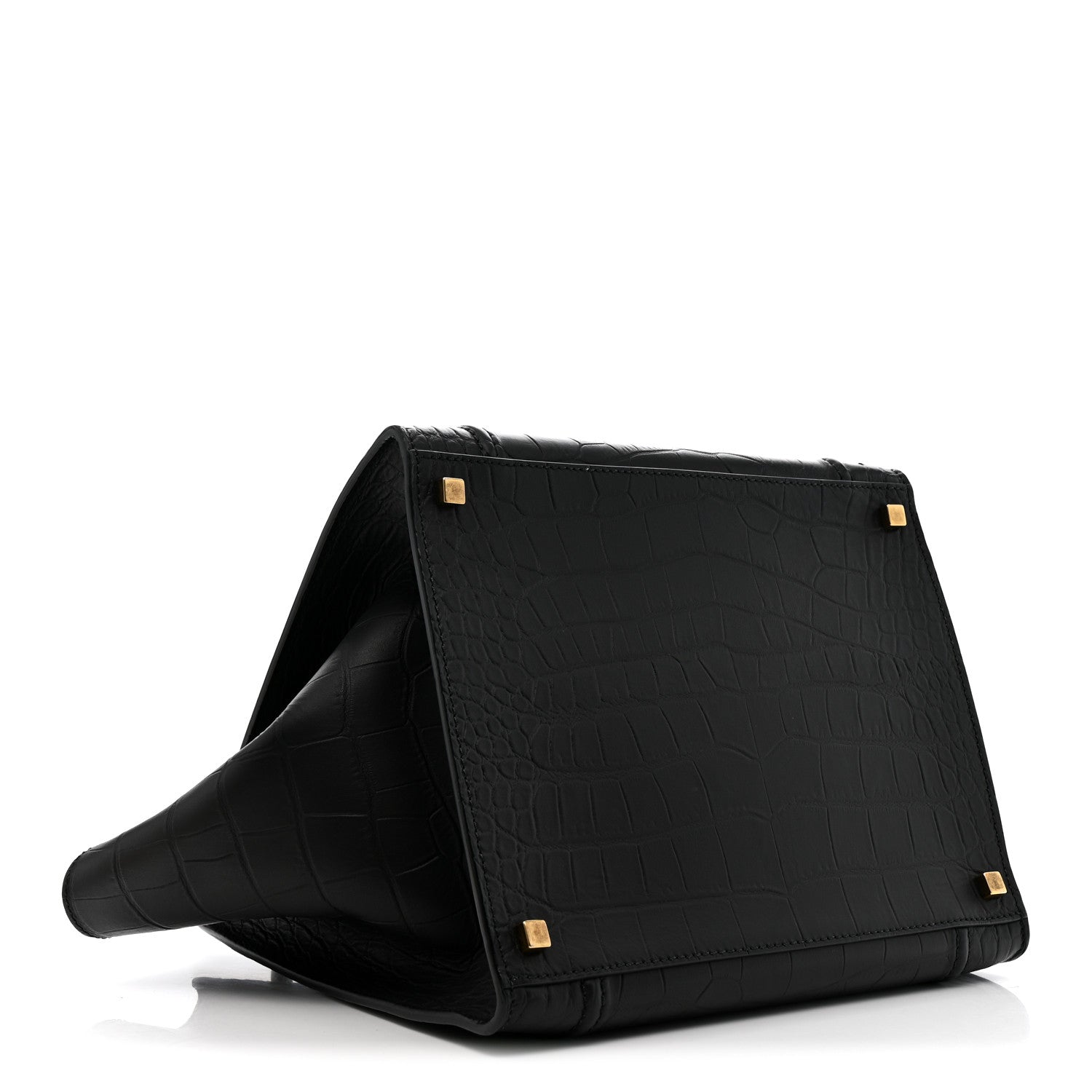 Celine Crocodile Embossed Calfskin Medium Phantom Luggage Black 4 of 13
