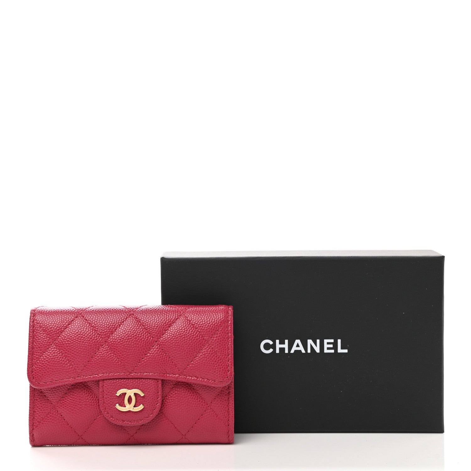 Chanel Caviar Quilted Flap Card Holder Wallet Dark Pink 9 of 9