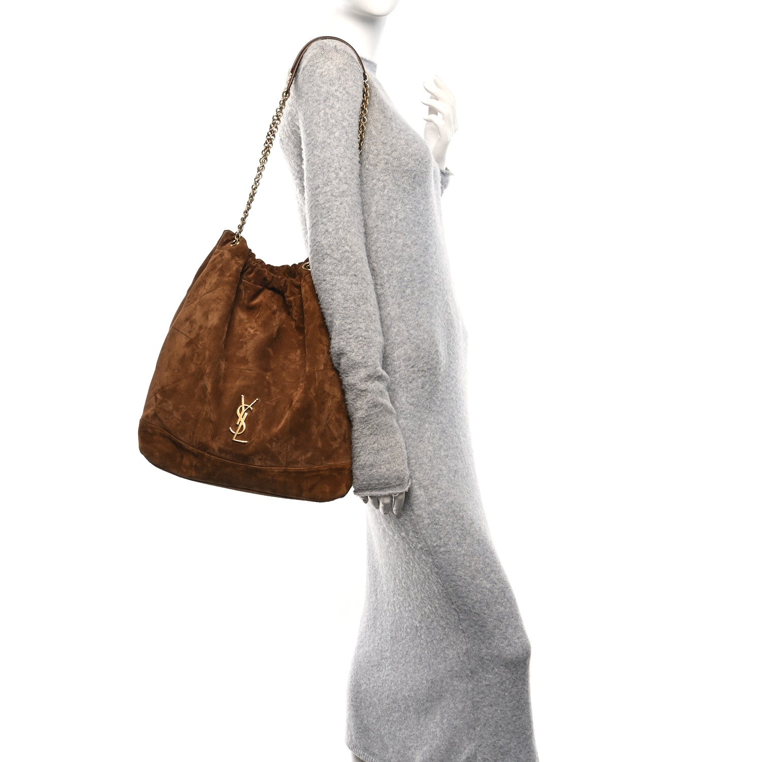 Saint Laurent Suede Monogram Large Jamie Pochon Caramel Cognac 2 of 11