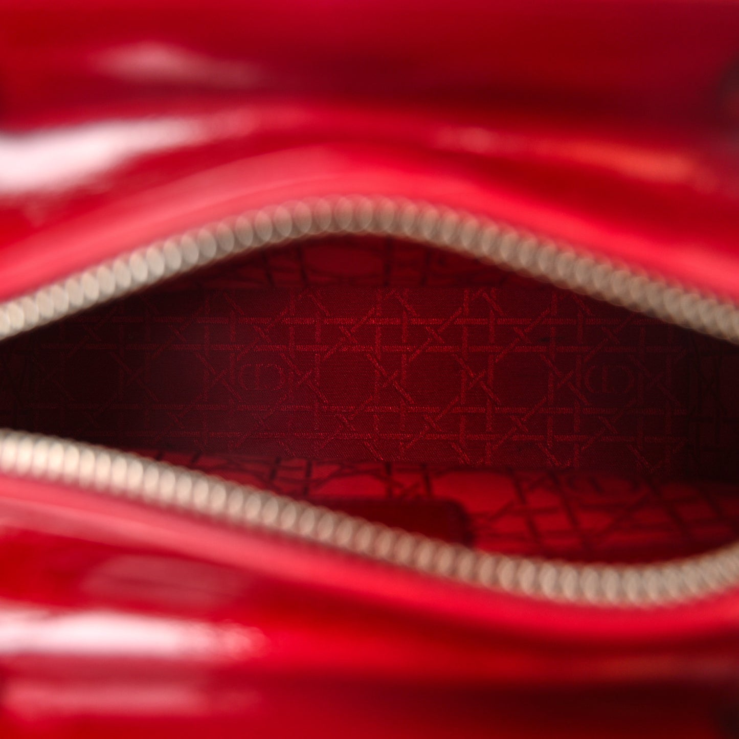 Patent Cannage Medium Lady Dior Red