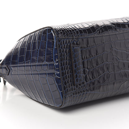 Givenchy Calfskin Crocodile Embossed Small Antigona Deep Blue 8 of 9