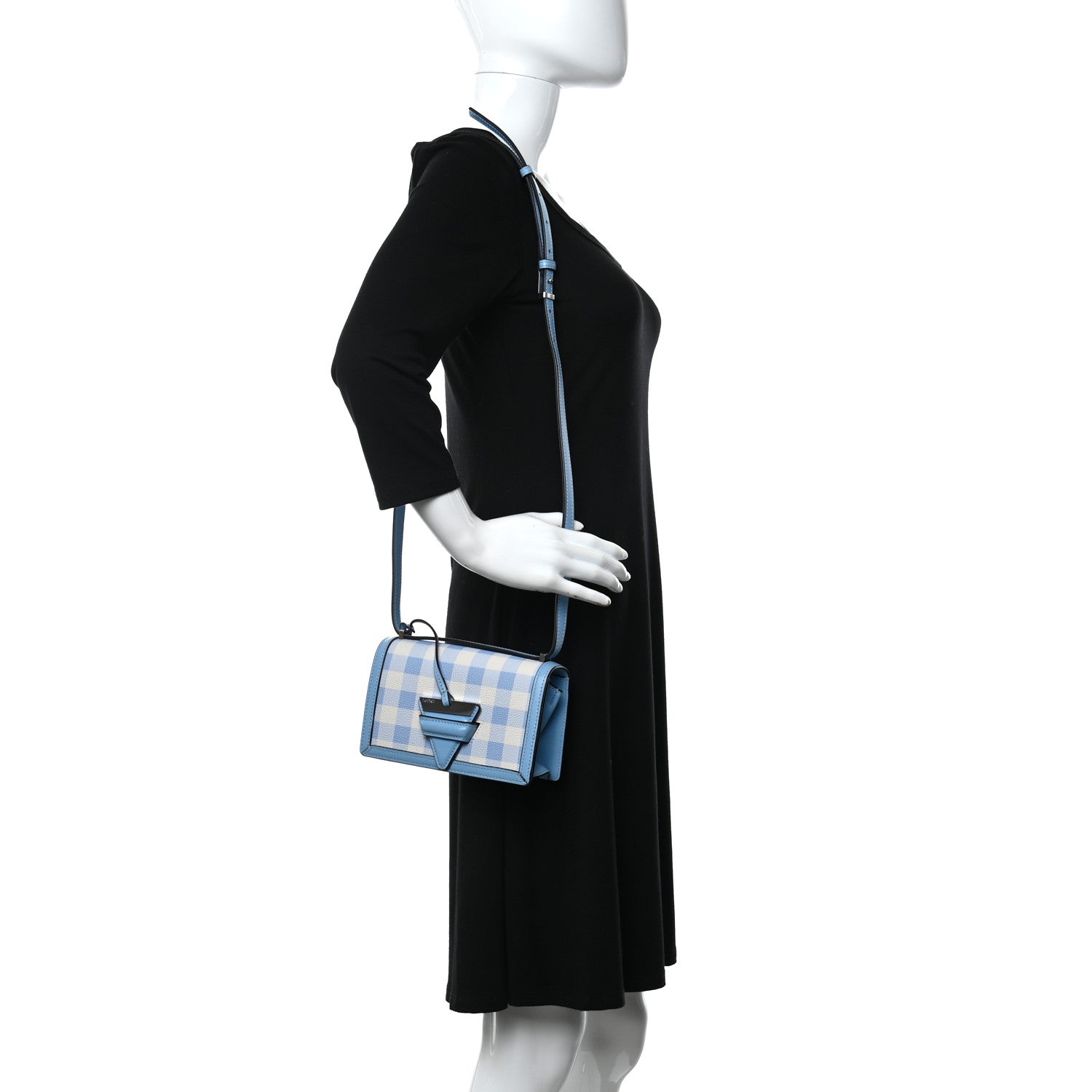 Loewe Calfskin Gingham Small Barcelona Shoulder Bag Soft Blue 2 of 10