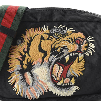 Gucci Canvas Web Tiger Embroidered Messenger Bag Black 10 of 10