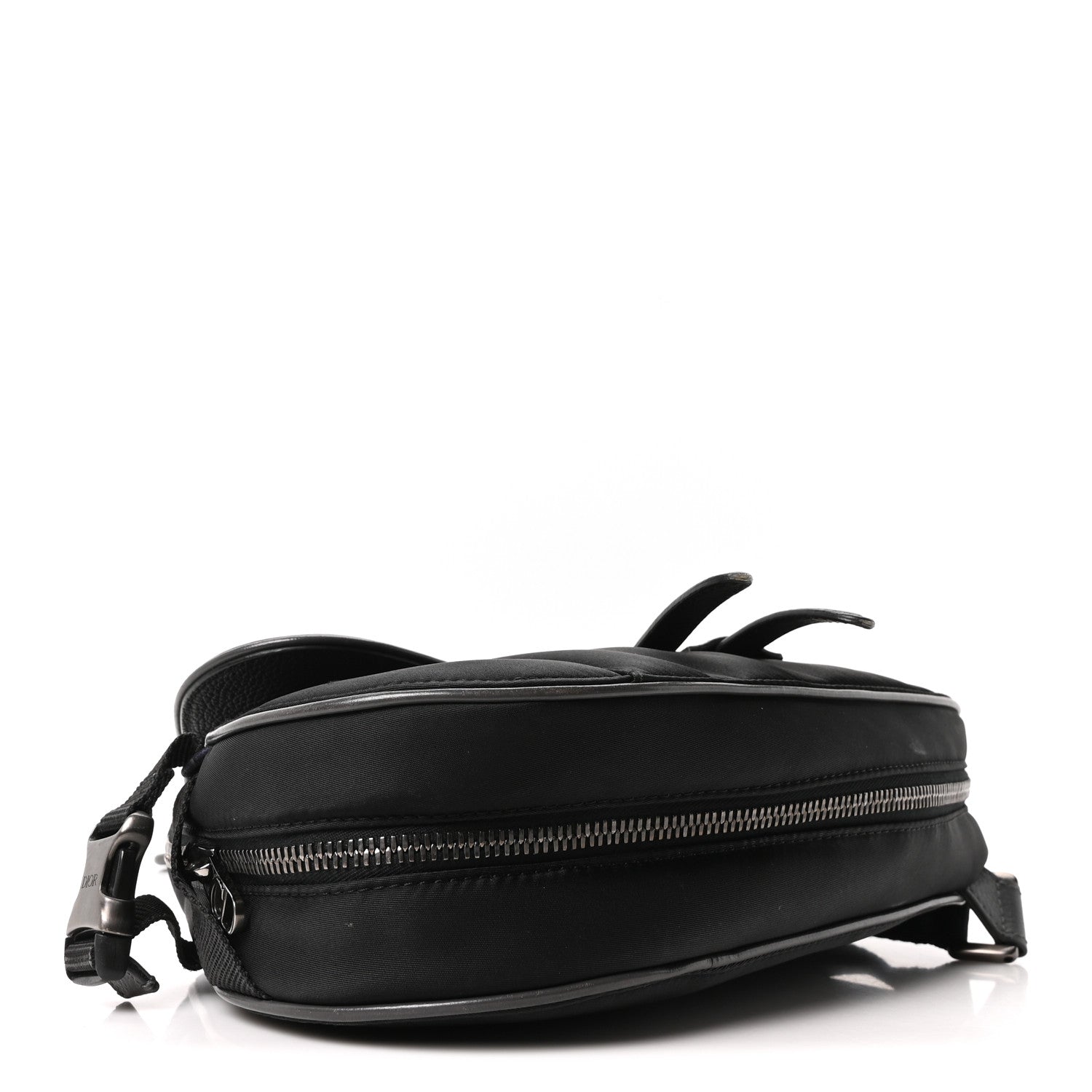 Christian Dior X Sacai Grained Calfskin Technical Fabric Mens Saddle Bag Black 4 of 9