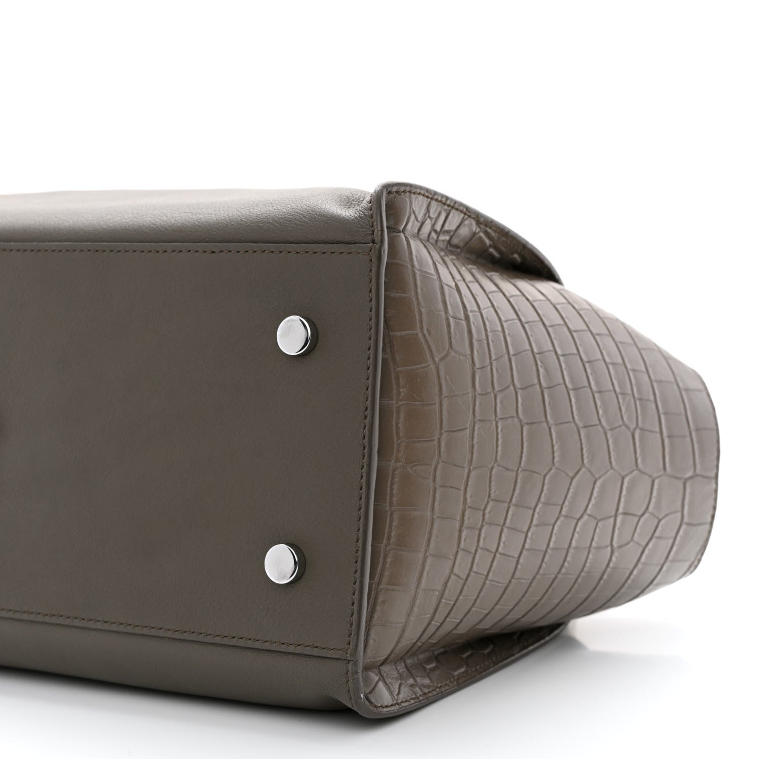 Saint Laurent Calfskin Crocodile Embossed Small Monogram Downtown Cabas Earth 10 of 15