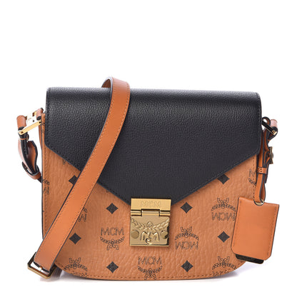 MCM Visetos Calfskin Small Patricia Crossbody Bag Cognac Black 1 of 9