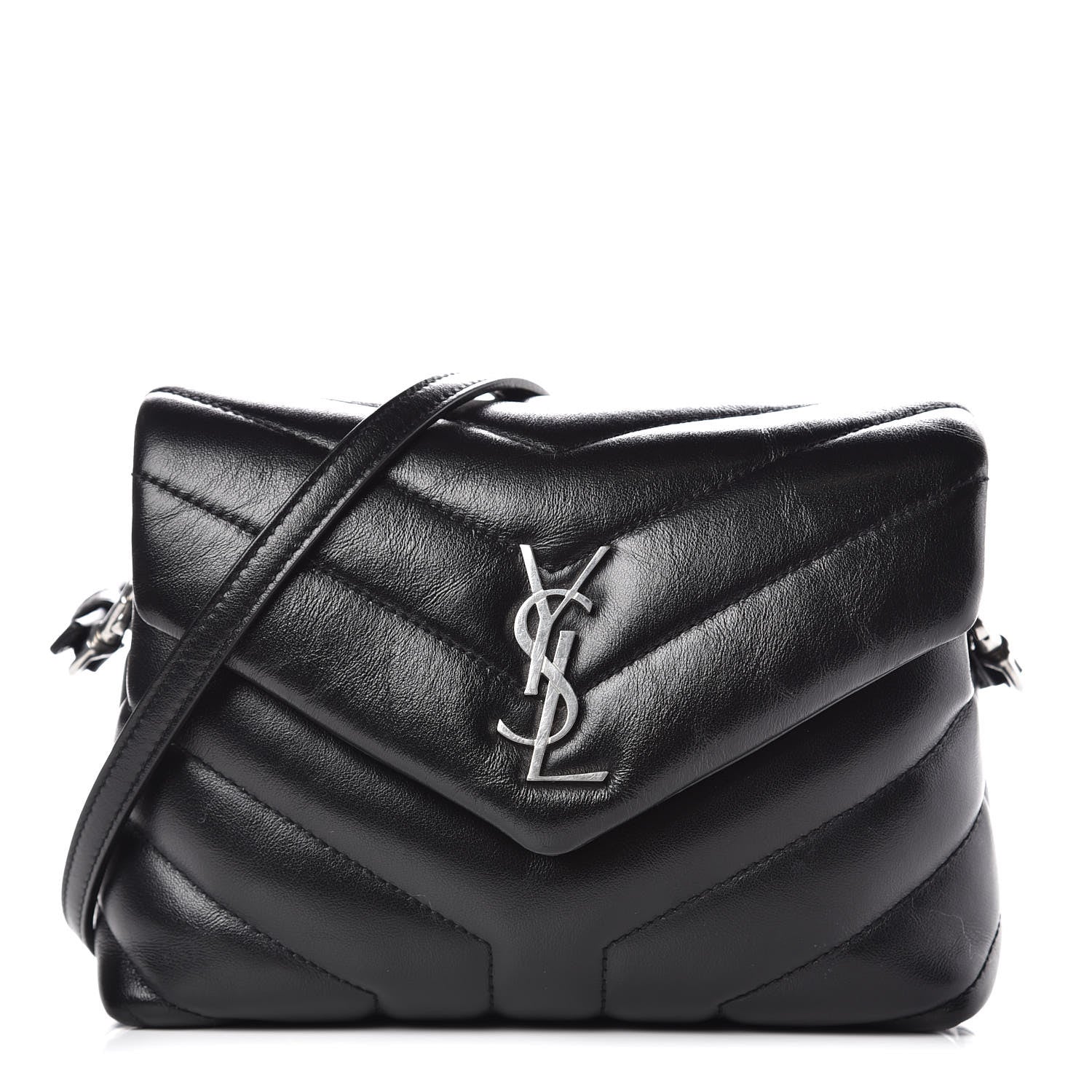 Saint Laurent Calfskin Y Quilted Monogram Toy Loulou Crossbody Bag Black 1 of 11