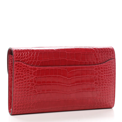 Hermes Shiny Alligator Constance Long Wallet Rouge Vif 3 of 9