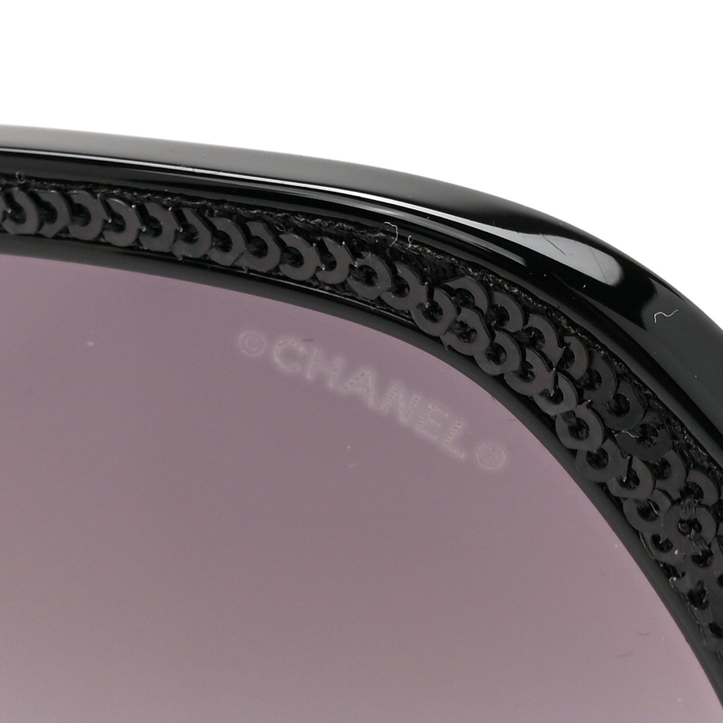 Acetate Sequin Round Sunglasses 5451-A Black