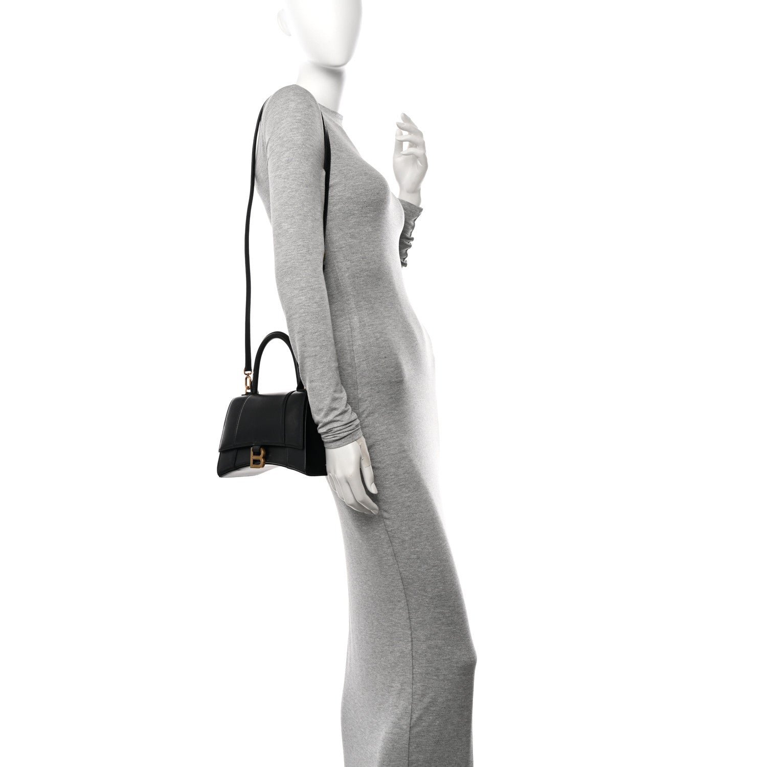 Balenciaga Shiny Box Calfskin Small Hourglass Top Handle Bag Black 2 of 11