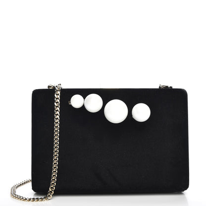 Stella McCartney Velvet Pearl Knuckle Clutch Black 1 of 8