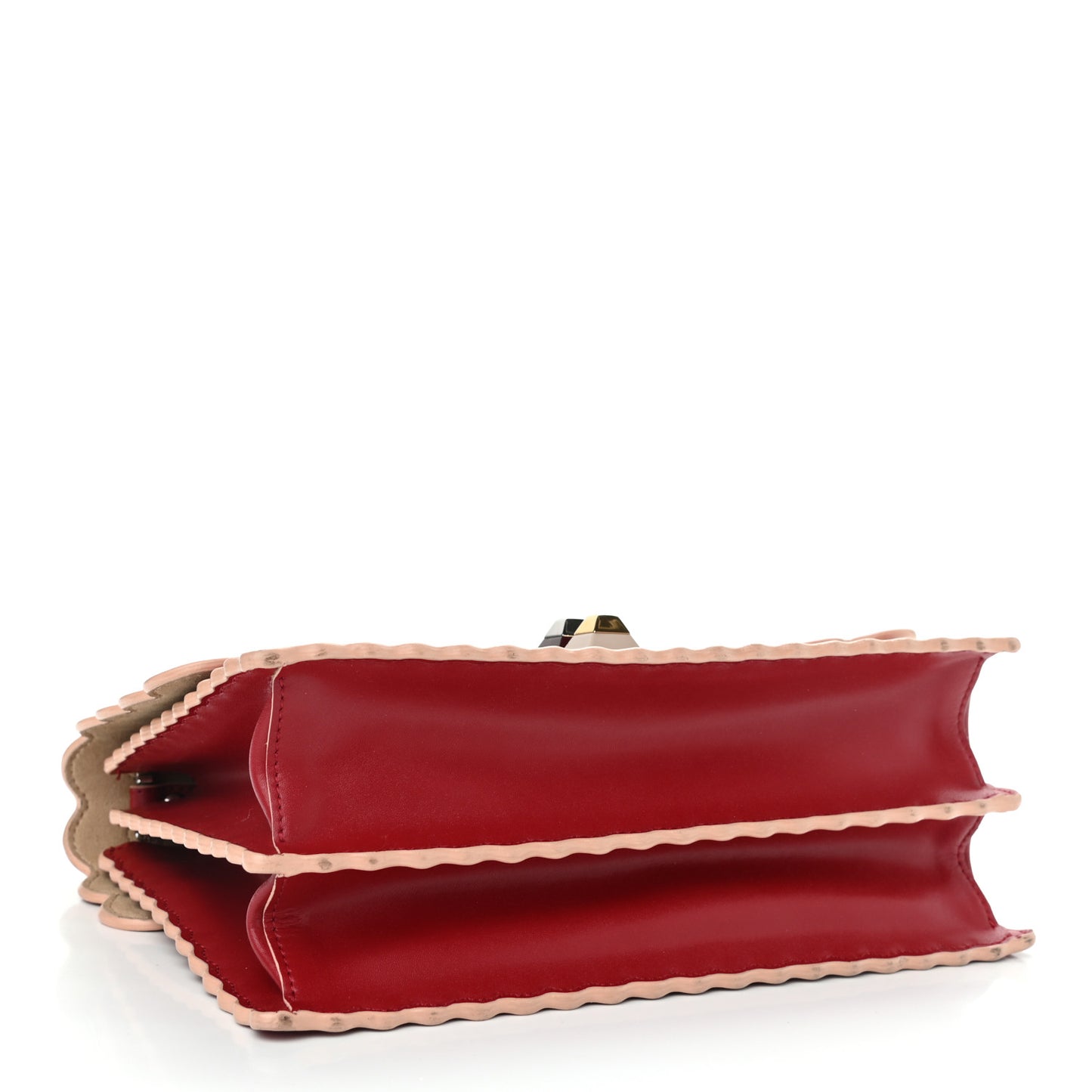 Vitello Liberty Scalloped Studded Kan I Shoulder Bag Fragola