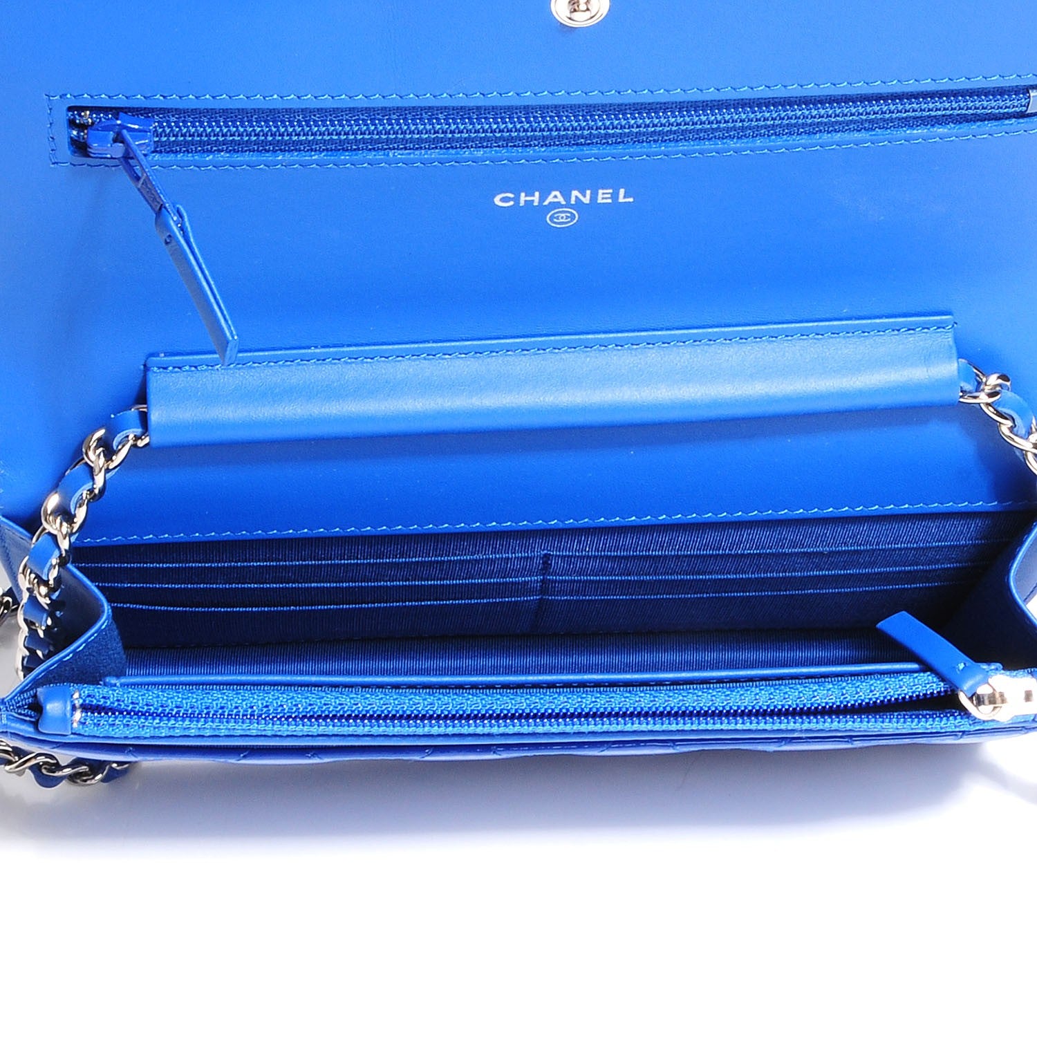 Chanel Patent Boy Wallet On Chain WOC Blue 9 of 10