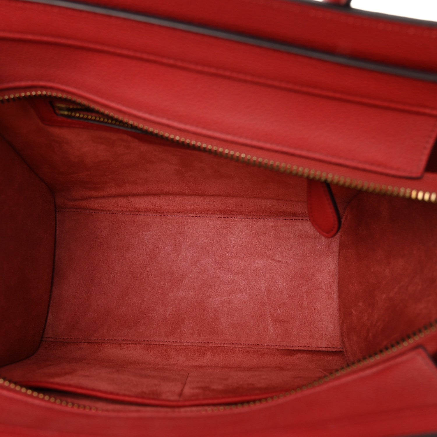 Celine Drummed Calfskin Micro Luggage Red 5 of 12