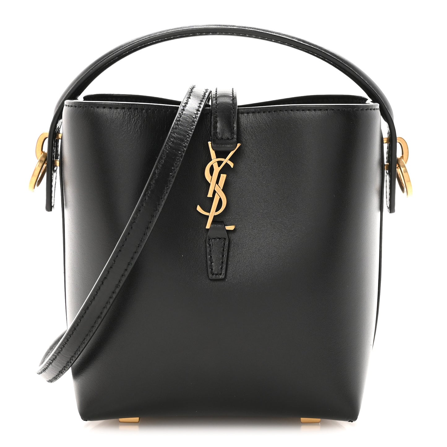 Shiny Calfskin Le 37 Mini Bucket Bag Black