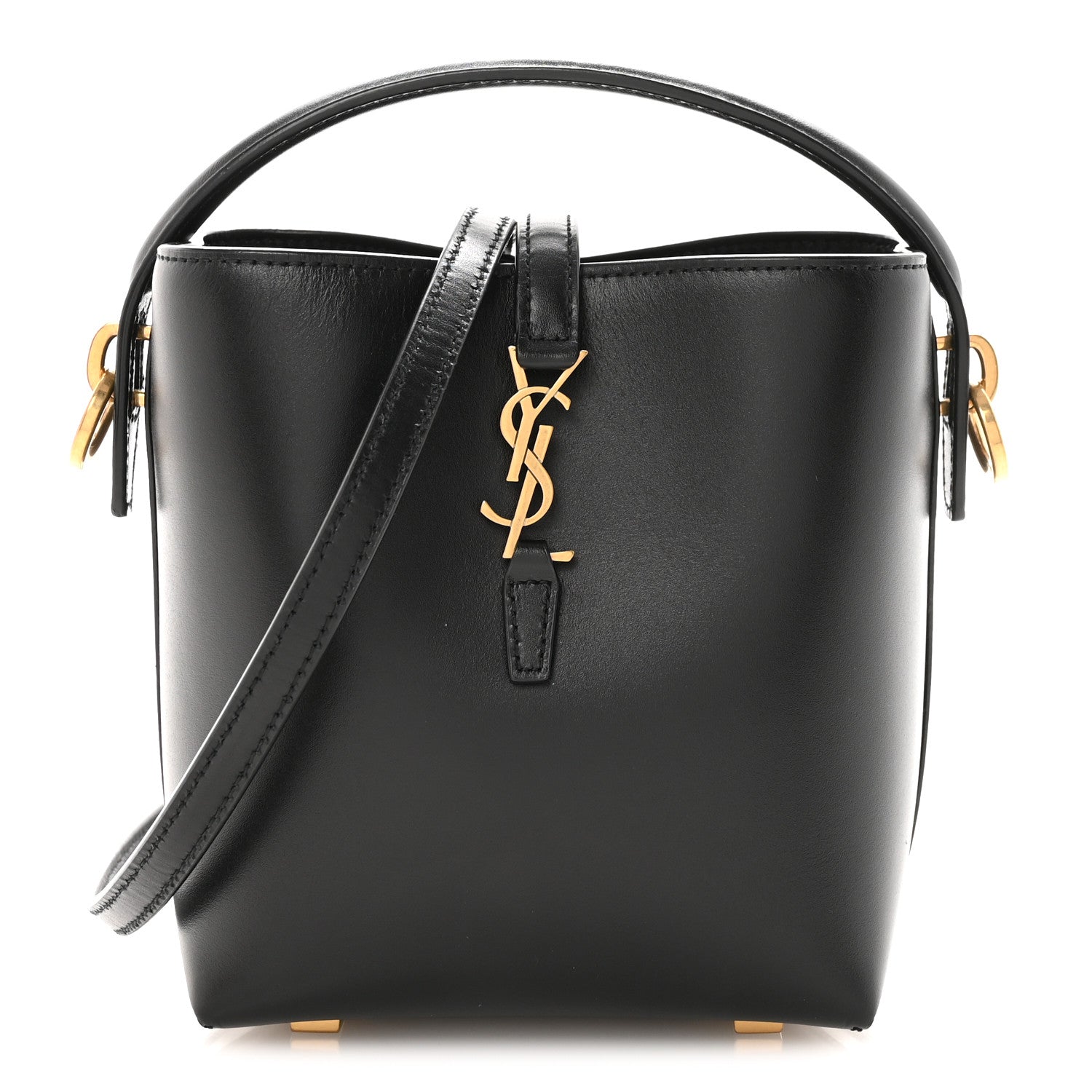 Saint Laurent Shiny Calfskin Le 37 Mini Bucket Bag Black 1 of 9