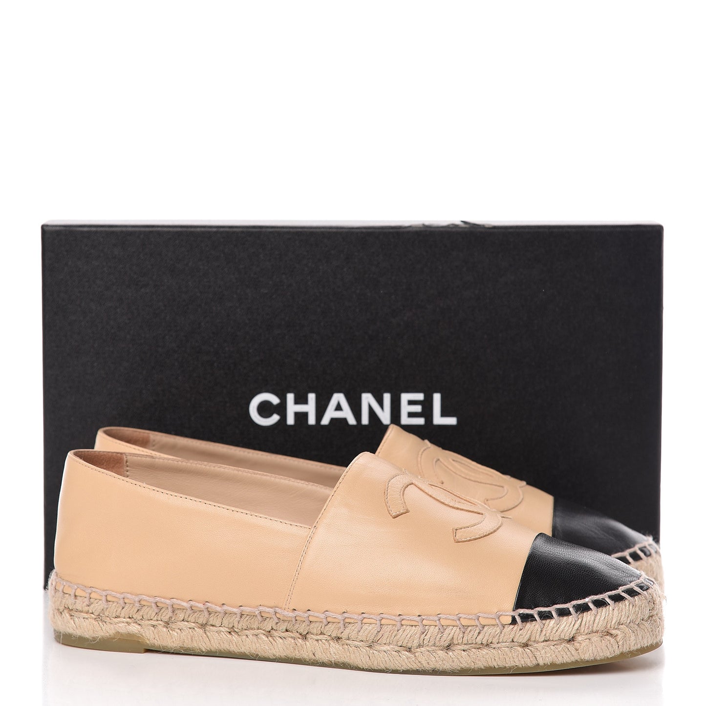Lambskin CC Espadrilles 40 Beige Black