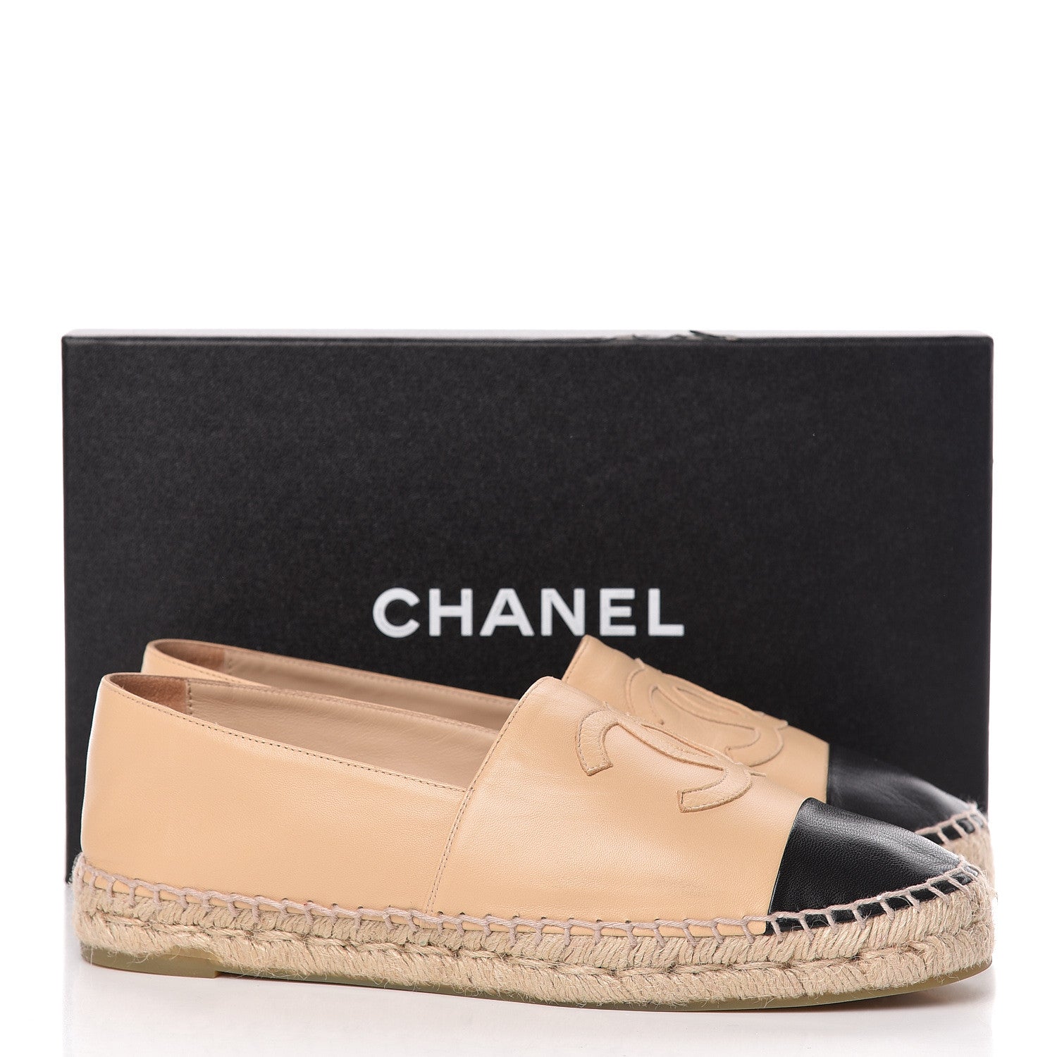 Chanel Lambskin CC Espadrilles 40 Beige Black 15 of 15