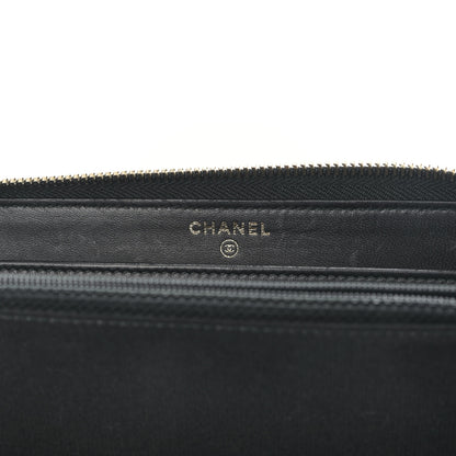Chanel Lambskin Zip Around Large Gusset Wallet With Pearl Chain Black 6 of 11