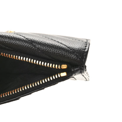 Saint Laurent Grain De Poudre Matelasse Chevron Monogram Compact Wallet Black 5 of 10