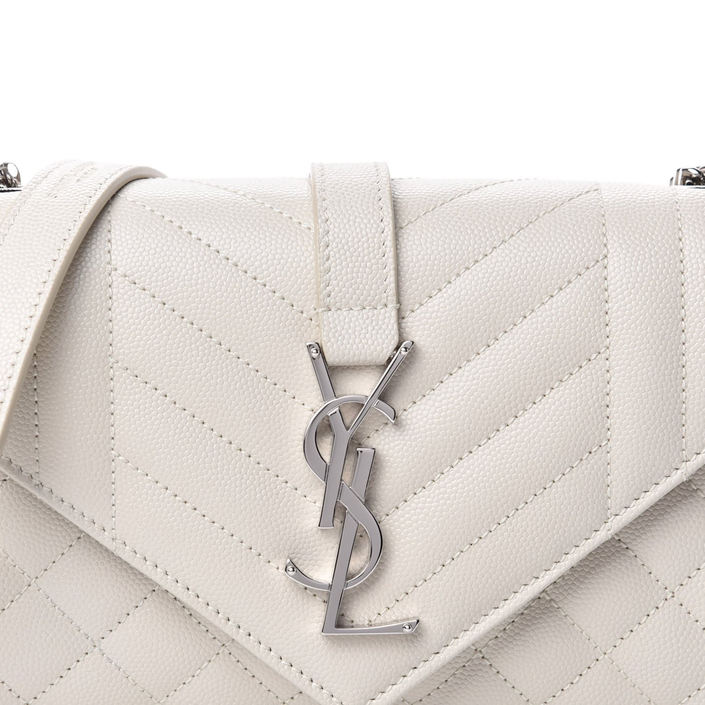 Grain De Poudre Textured Mixed Matelasse Triquilt Small Monogram Satchel Crema Soft
