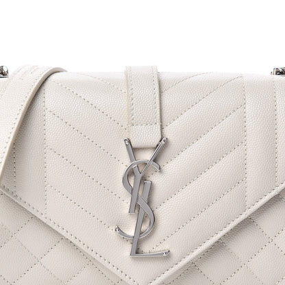 Saint Laurent Grain De Poudre Textured Mixed Matelasse Triquilt Small Monogram Satchel Crema Soft 10 of 10