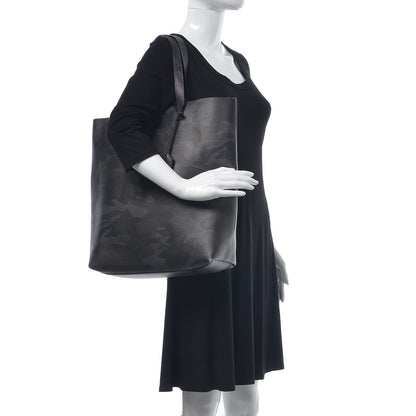 Saint Laurent Calfskin Camouflage Shopping Tote Black Grey 2 of 13