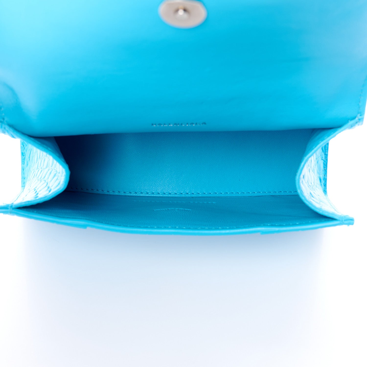 Balenciaga Shiny Calfskin Crocodile Embossed Hourglass Top Handle Bag XS Cyan 5 of 11