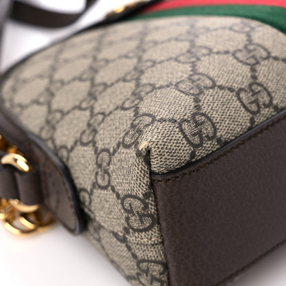 Gucci GG Supreme Monogram Textured Dollar Calfskin Web Small Ophidia Dome Shoulder Bag Beige Ebony New Acero 8 of 11