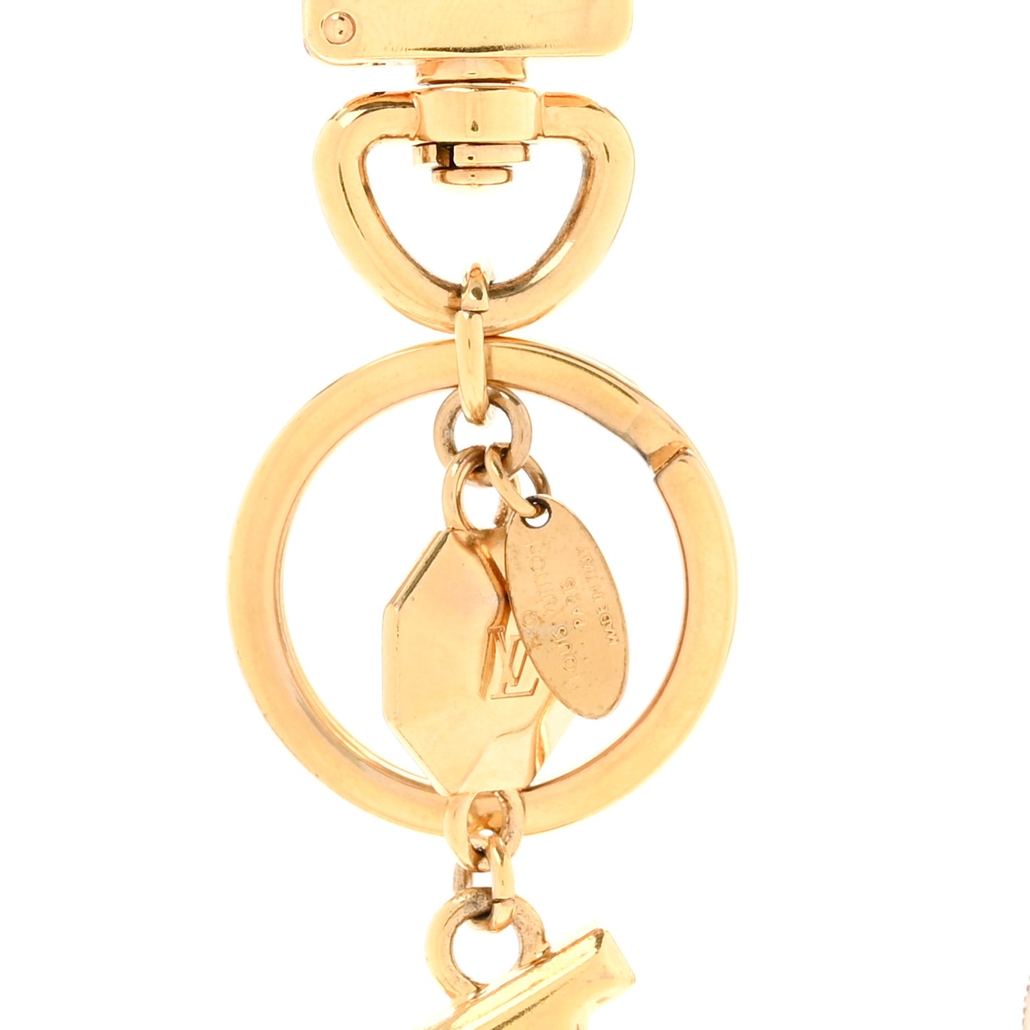 Metal LV Facettes Bag Charm Key Holder Gold Gold