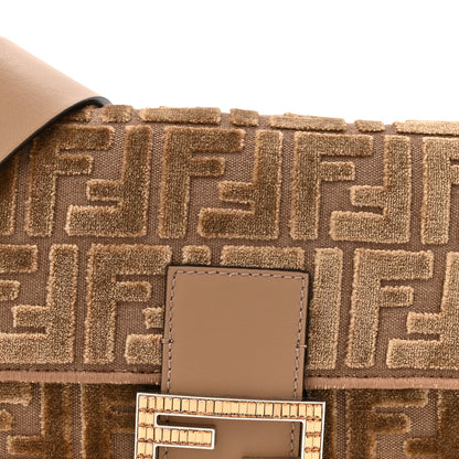 Fendi Velvet Jacquard FF Crystal Baguette Cappuccino 8 of 10
