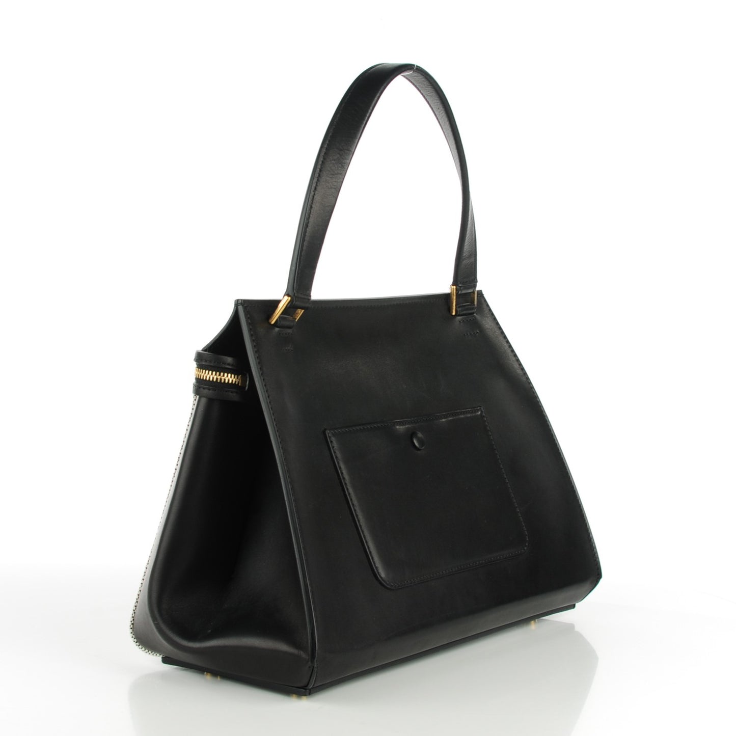 Canvas Calfskin Small Bi-Color Edge Shoulder Bag Black