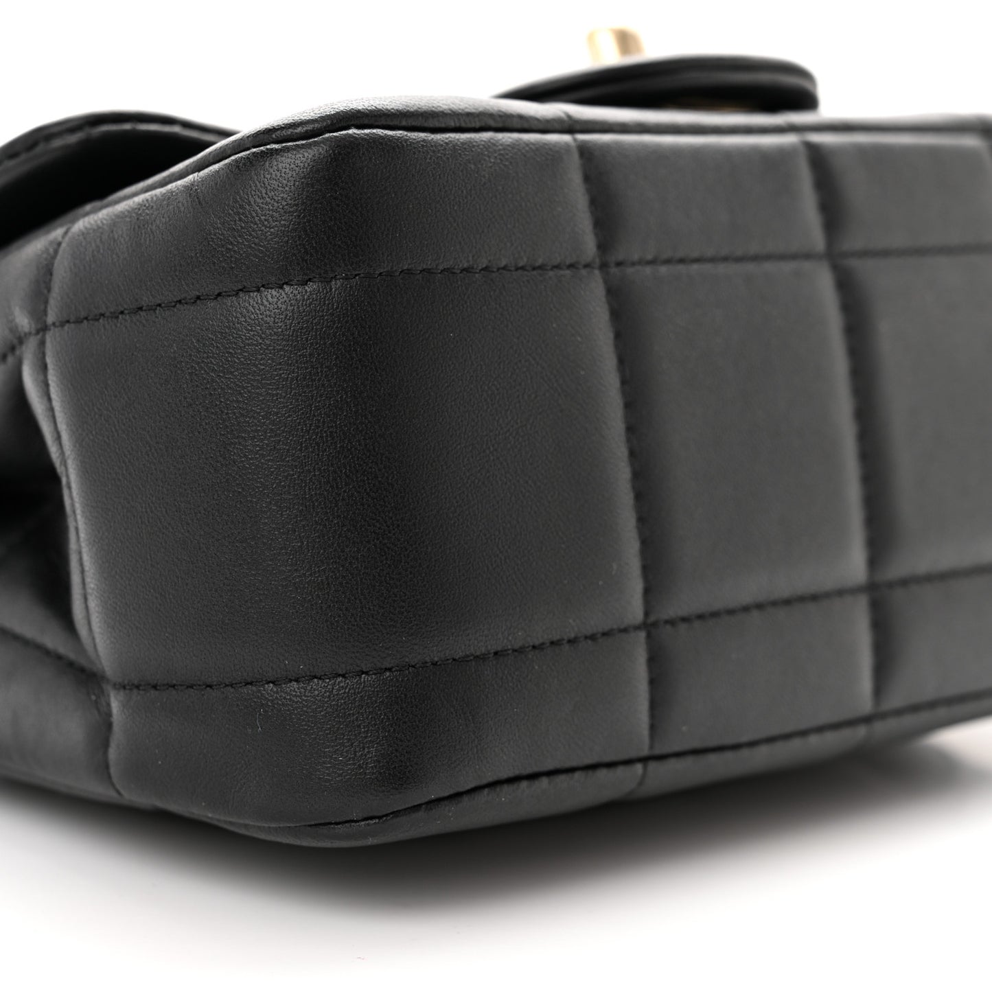 Lambskin Resin Crystal Square Quilted Mini Monacoco Flap Black