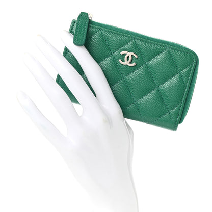 Chanel Caviar Quilted Zipped Key Holder Case Green 2 of 7