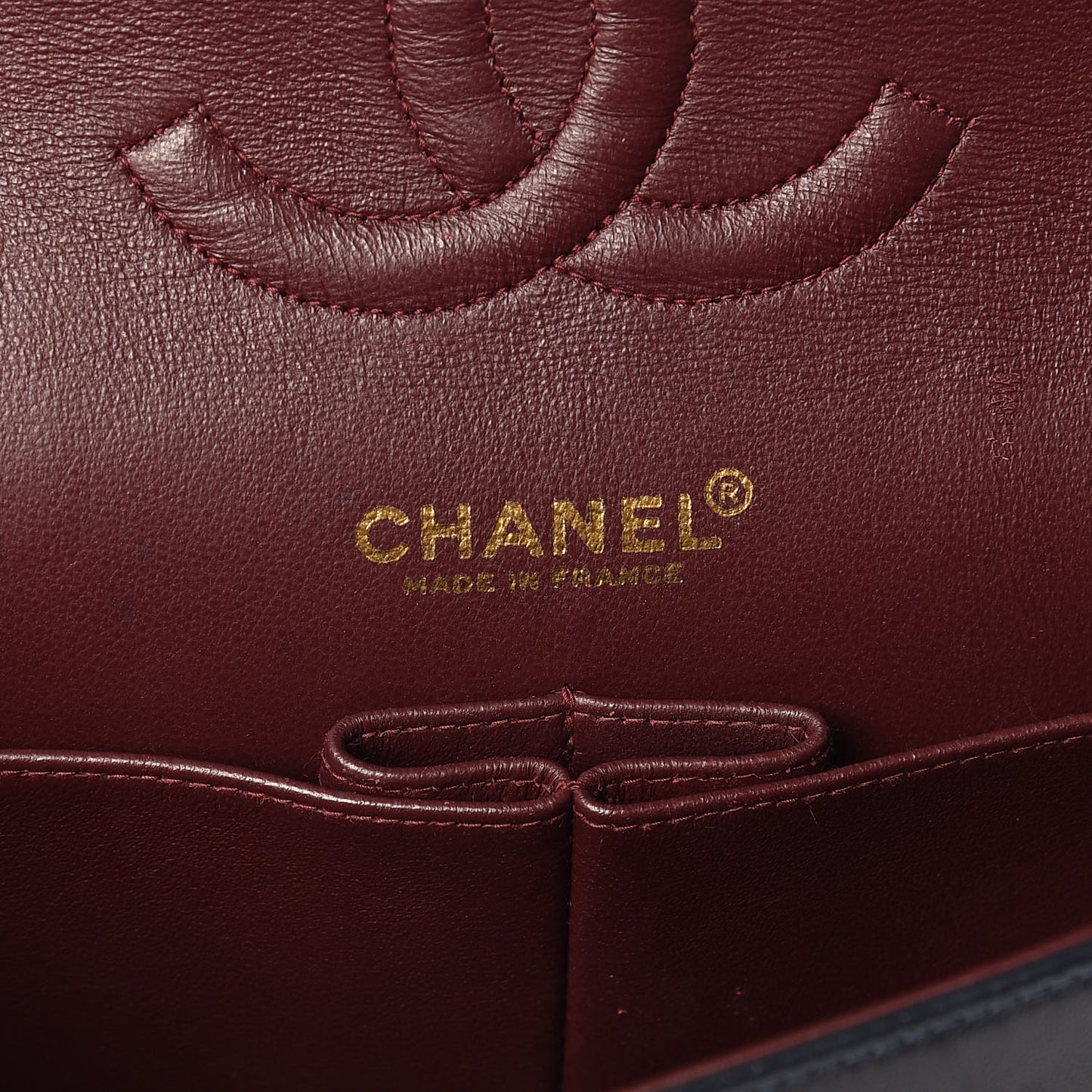 Lambskin Quilted Medium Double Flap Navy