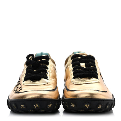 Chanel Metallic Lambskin Satin Finish CC Womens Sneakers 39.5 Gold 2 of 9